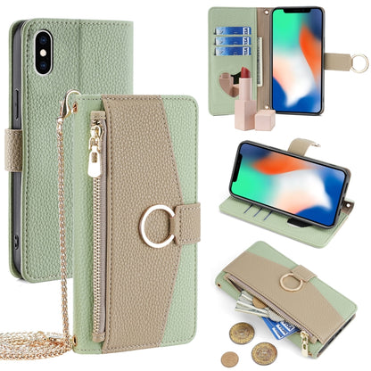For iPhone X / XS Crossbody Litchi Texture Leather Phone Case(Green) - More iPhone Cases by buy2fix | Online Shopping UK | buy2fix