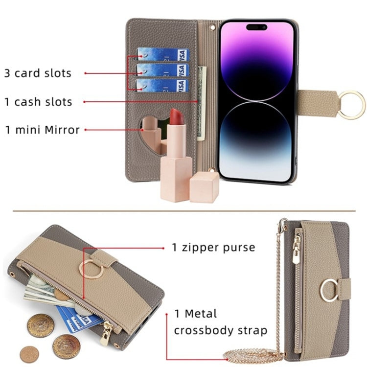 For iPhone X / XS Crossbody Litchi Texture Leather Phone Case(Grey) - More iPhone Cases by buy2fix | Online Shopping UK | buy2fix
