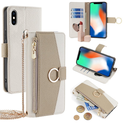 For iPhone X / XS Crossbody Litchi Texture Leather Phone Case(White) - More iPhone Cases by buy2fix | Online Shopping UK | buy2fix