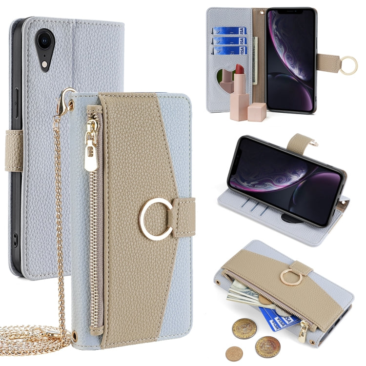 For iPhone XR Crossbody Litchi Texture Leather Phone Case(Blue) - More iPhone Cases by buy2fix | Online Shopping UK | buy2fix