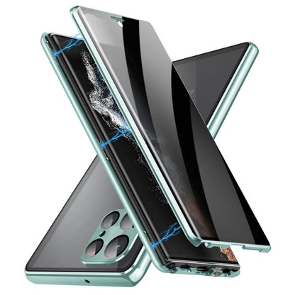For Samsung Galaxy S25 Ultra 5G Privacy Full Cover Magnetic Metal Tempered Glass Phone Case(Green) - Galaxy S25 Ultra 5G Cases by buy2fix | Online Shopping UK | buy2fix