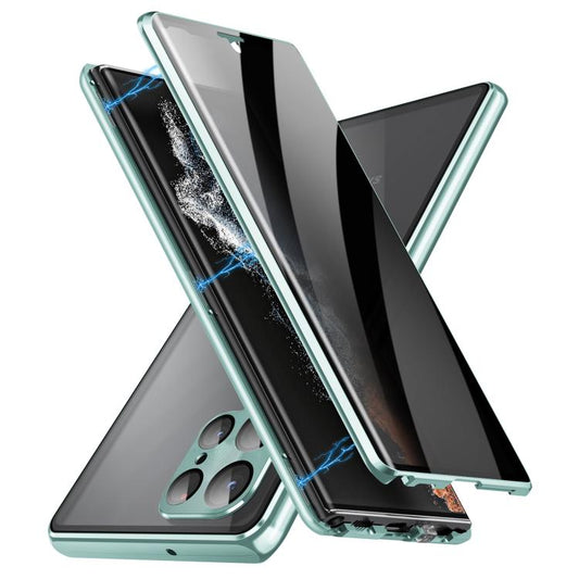 For Samsung Galaxy S25 Ultra 5G Privacy Full Cover Magnetic Metal Tempered Glass Phone Case(Green) - Galaxy S25 Ultra 5G Cases by buy2fix | Online Shopping UK | buy2fix
