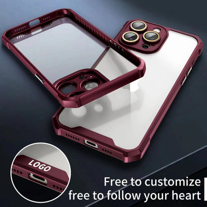 For iPhone 16 Plus Shockproof Acrylic Phone Case with Lens Glass Film(Wine Red) by buy2fix