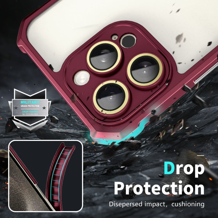 For iPhone 16 Plus Shockproof Acrylic Phone Case with Lens Glass Film(Wine Red) by buy2fix