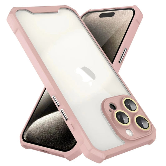 For iPhone 16 Shockproof Acrylic Phone Case with Lens Glass Film(Pink) by buy2fix