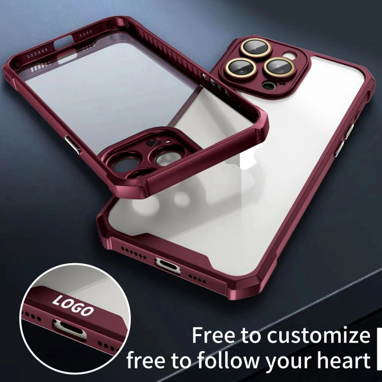 For iPhone 16 Shockproof Acrylic Phone Case with Lens Glass Film(Wine Red) - iPhone 16 Cases by buy2fix | Online Shopping UK | buy2fix