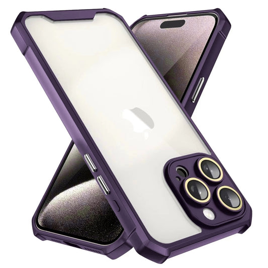 For iPhone 16 Shockproof Acrylic Phone Case with Lens Glass Film(Purple) by buy2fix