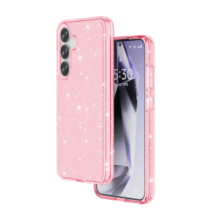 For Samsung Galaxy S25+ 5G Shockproof Terminator Glitter Powder Phone Case(Pink) by buy2fix