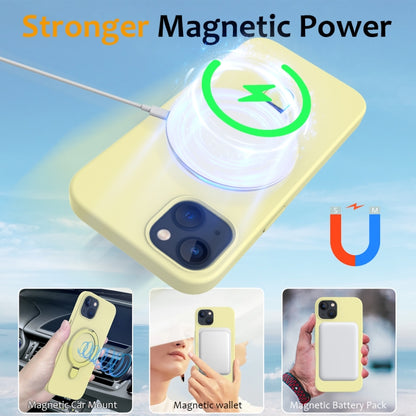 For iPhone 13 MagSafe Magnetic Liquid Silicone Phone Case with Ring Holder(Yellow) - iPhone 13 Cases by buy2fix | Online Shopping UK | buy2fix