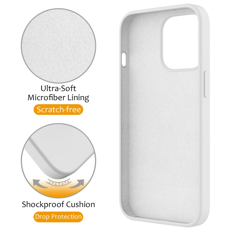 For iPhone 14 Pro MagSafe Magnetic Liquid Silicone Phone Case with Ring Holder(White) - iPhone 14 Pro Cases by buy2fix | Online Shopping UK | buy2fix