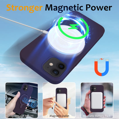 For iPhone 11 Liquid Silicone MagSafe Magnetic Phone Case with Ring Holder(Purple) - iPhone 11 Cases by buy2fix | Online Shopping UK | buy2fix