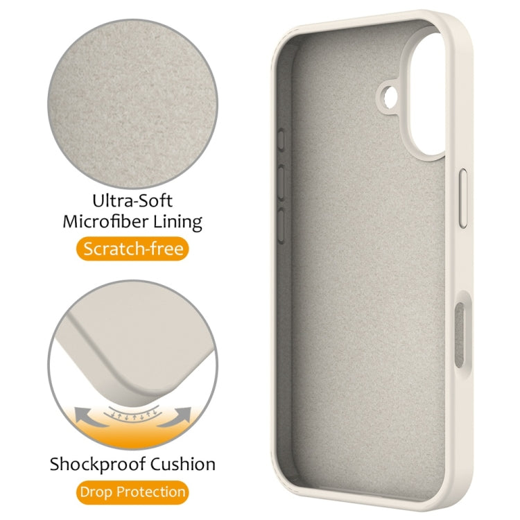 For iPhone 16 Liquid Silicone MagSafe Magnetic Phone Case with Ring Holder(Antique White) - iPhone 16 Cases by buy2fix | Online Shopping UK | buy2fix