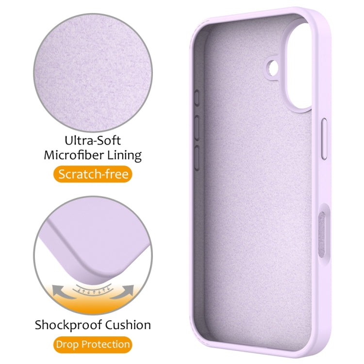 For iPhone 16 Liquid Silicone MagSafe Magnetic Phone Case with Ring Holder(Lilac Purple) - iPhone 16 Cases by buy2fix | Online Shopping UK | buy2fix