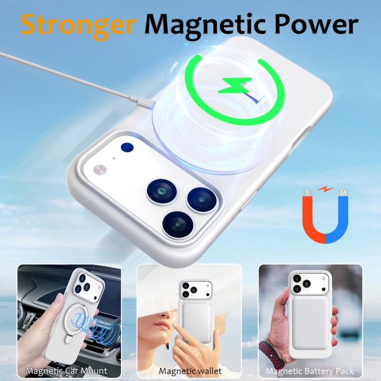 For iPhone 17 Pro Max Liquid Silicone MagSafe Magnetic Phone Case with Ring Holder(White) - iPhone 17 Pro Max Cases by buy2fix | Online Shopping UK | buy2fix