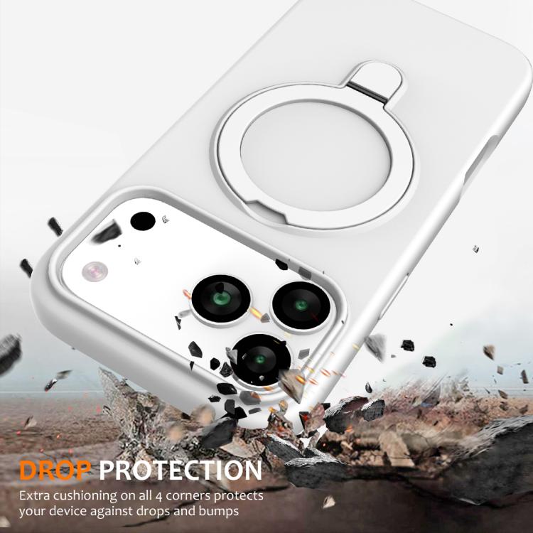 For iPhone 17 Pro Max Liquid Silicone MagSafe Magnetic Phone Case with Ring Holder(White) - iPhone 17 Pro Max Cases by buy2fix | Online Shopping UK | buy2fix