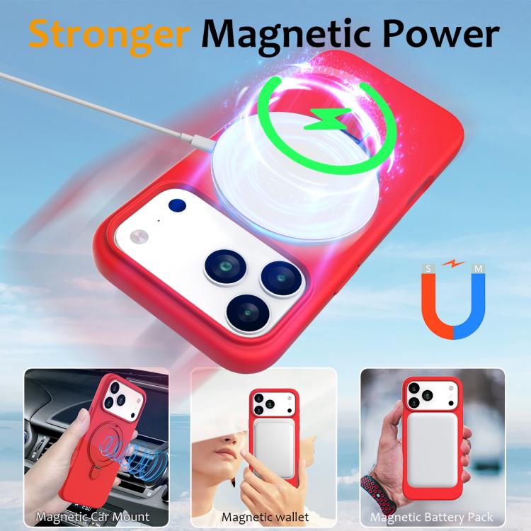 For iPhone 17 Pro Max Liquid Silicone MagSafe Magnetic Phone Case with Ring Holder(Red) - iPhone 17 Pro Max Cases by buy2fix | Online Shopping UK | buy2fix
