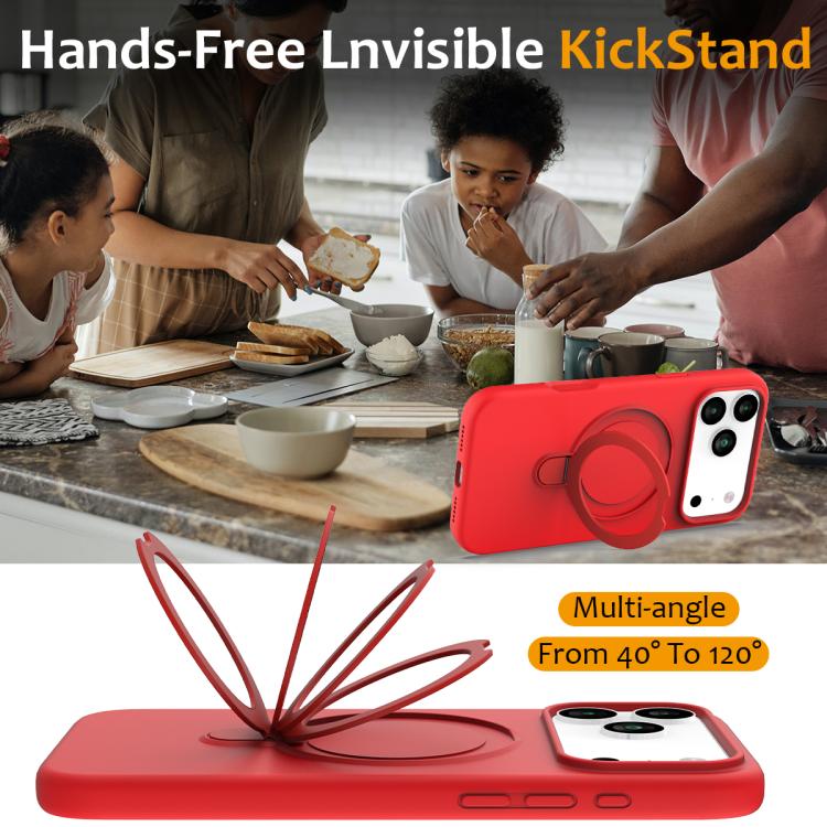 For iPhone 17 Pro Max Liquid Silicone MagSafe Magnetic Phone Case with Ring Holder(Red) - iPhone 17 Pro Max Cases by buy2fix | Online Shopping UK | buy2fix