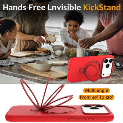 For iPhone 17 Pro Max Liquid Silicone MagSafe Magnetic Phone Case with Ring Holder(Red) - iPhone 17 Pro Max Cases by buy2fix | Online Shopping UK | buy2fix