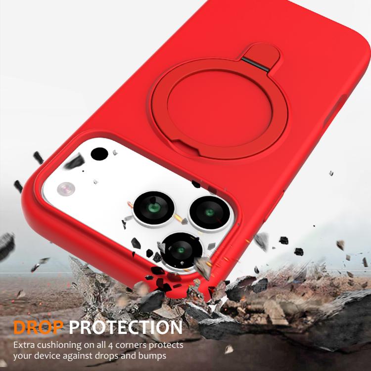 For iPhone 17 Pro Max Liquid Silicone MagSafe Magnetic Phone Case with Ring Holder(Red) - iPhone 17 Pro Max Cases by buy2fix | Online Shopping UK | buy2fix