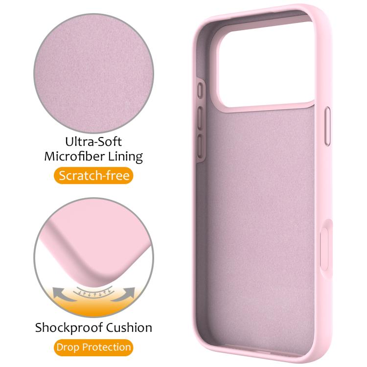 For iPhone 17 Pro Max Liquid Silicone MagSafe Magnetic Phone Case with Ring Holder(Grey Pink) - iPhone 17 Pro Max Cases by buy2fix | Online Shopping UK | buy2fix
