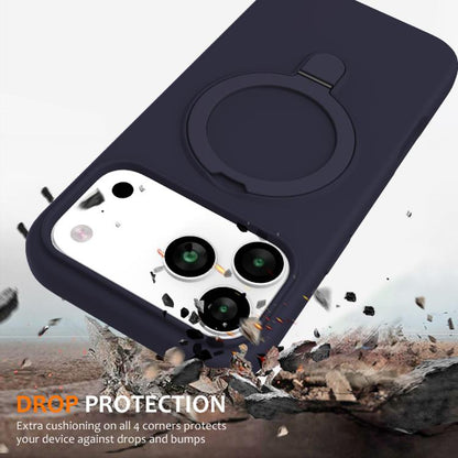 For iPhone 17 Pro Max Liquid Silicone MagSafe Magnetic Phone Case with Ring Holder(Midnight Blue) - iPhone 17 Pro Max Cases by buy2fix | Online Shopping UK | buy2fix