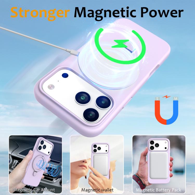 For iPhone 17 Pro Max Liquid Silicone MagSafe Magnetic Phone Case with Ring Holder(Lilac Purple) - iPhone 17 Pro Max Cases by buy2fix | Online Shopping UK | buy2fix