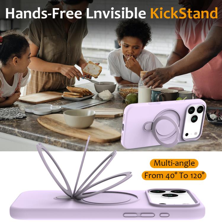 For iPhone 17 Pro Max Liquid Silicone MagSafe Magnetic Phone Case with Ring Holder(Lilac Purple) - iPhone 17 Pro Max Cases by buy2fix | Online Shopping UK | buy2fix