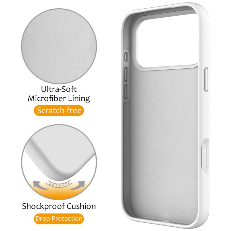 For iPhone 17 Pro Liquid Silicone MagSafe Magnetic Phone Case with Ring Holder(White) - iPhone 17 Pro Cases by buy2fix | Online Shopping UK | buy2fix