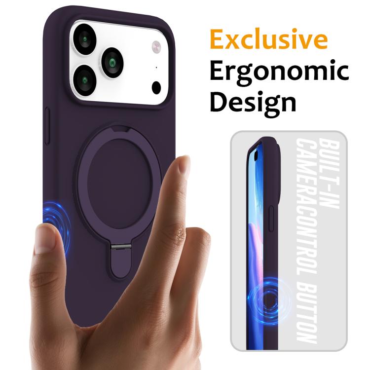 For iPhone 17 Pro Liquid Silicone MagSafe Magnetic Phone Case with Ring Holder(Purple) - iPhone 17 Pro Cases by buy2fix | Online Shopping UK | buy2fix