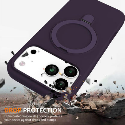 For iPhone 17 Pro Liquid Silicone MagSafe Magnetic Phone Case with Ring Holder(Purple) - iPhone 17 Pro Cases by buy2fix | Online Shopping UK | buy2fix