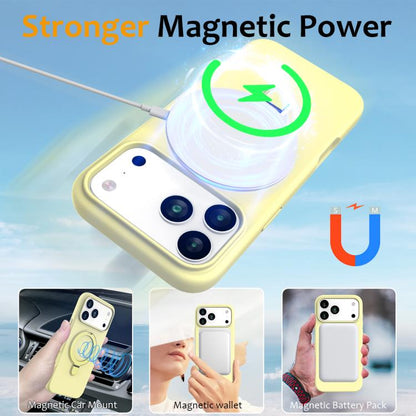 For iPhone 17 Pro Liquid Silicone MagSafe Magnetic Phone Case with Ring Holder(Yellow) - iPhone 17 Pro Cases by buy2fix | Online Shopping UK | buy2fix