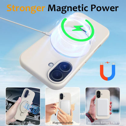 For iPhone 17 Liquid Silicone MagSafe Magnetic Phone Case with Ring Holder(Antique White) - iPhone 17 Cases by buy2fix | Online Shopping UK | buy2fix
