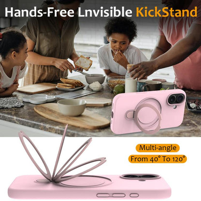 For iPhone 17 Liquid Silicone MagSafe Magnetic Phone Case with Ring Holder(Grey Pink) - iPhone 17 Cases by buy2fix | Online Shopping UK | buy2fix