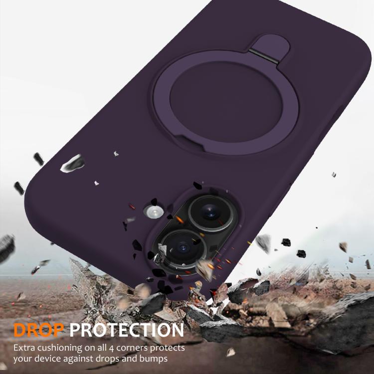 For iPhone 17 Liquid Silicone MagSafe Magnetic Phone Case with Ring Holder(Purple) - iPhone 17 Cases by buy2fix | Online Shopping UK | buy2fix