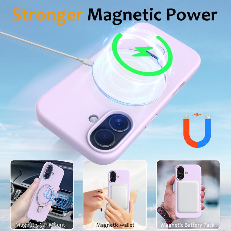 For iPhone 17 Liquid Silicone MagSafe Magnetic Phone Case with Ring Holder(Lilac Purple) - iPhone 17 Cases by buy2fix | Online Shopping UK | buy2fix