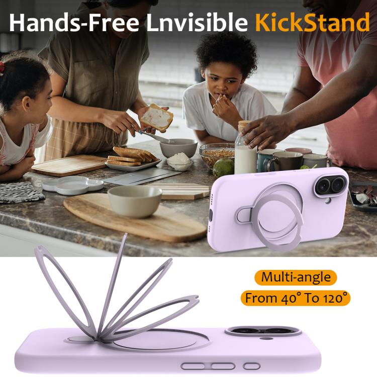 For iPhone 17 Liquid Silicone MagSafe Magnetic Phone Case with Ring Holder(Lilac Purple) - iPhone 17 Cases by buy2fix | Online Shopping UK | buy2fix
