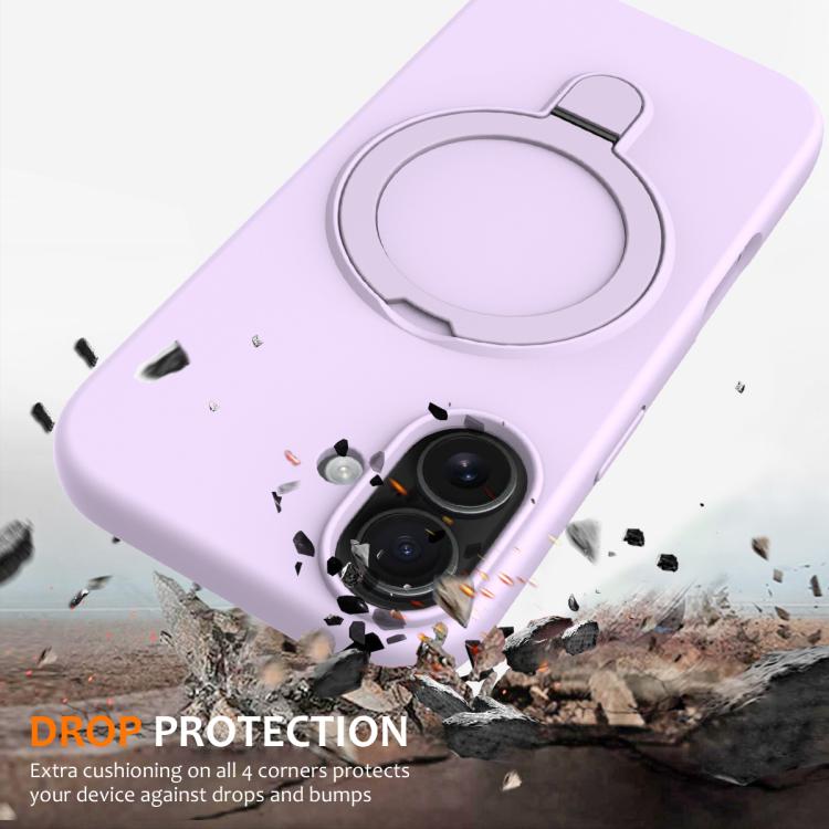 For iPhone 17 Liquid Silicone MagSafe Magnetic Phone Case with Ring Holder(Lilac Purple) - iPhone 17 Cases by buy2fix | Online Shopping UK | buy2fix