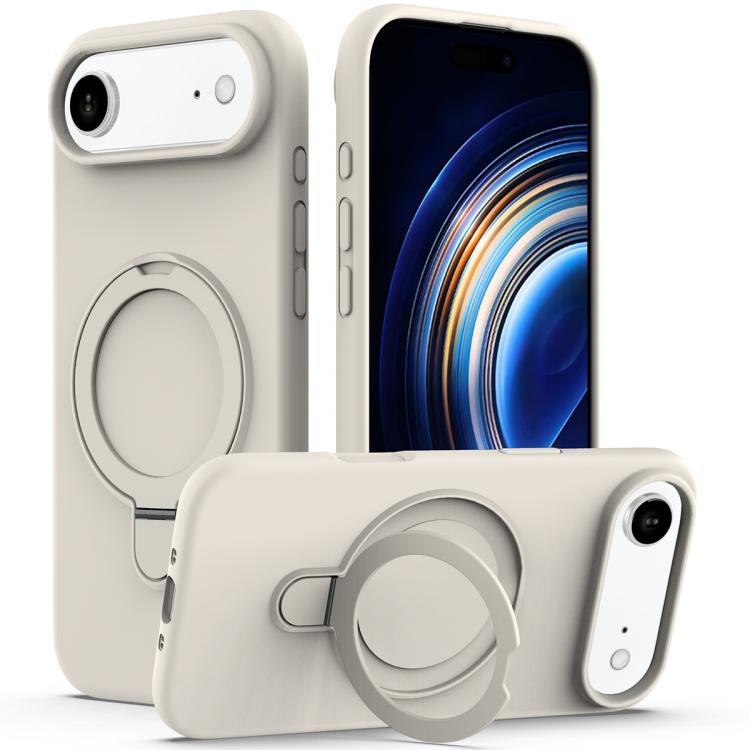 For iPhone Air Liquid Silicone MagSafe Magnetic Phone Case with Ring Holder(Antique White) - iPhone Air Cases by buy2fix | Online Shopping UK | buy2fix