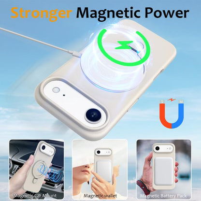 For iPhone Air Liquid Silicone MagSafe Magnetic Phone Case with Ring Holder(Antique White) - iPhone Air Cases by buy2fix | Online Shopping UK | buy2fix