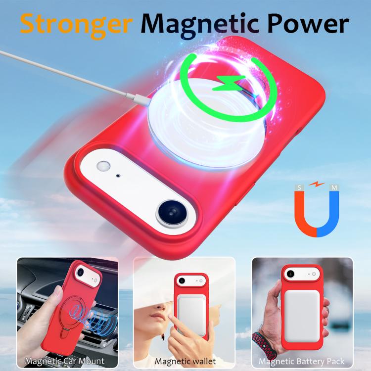 For iPhone Air Liquid Silicone MagSafe Magnetic Phone Case with Ring Holder(Red) - iPhone Air Cases by buy2fix | Online Shopping UK | buy2fix