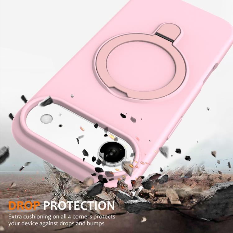 For iPhone Air Liquid Silicone MagSafe Magnetic Phone Case with Ring Holder(Grey Pink) - iPhone Air Cases by buy2fix | Online Shopping UK | buy2fix