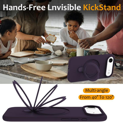 For iPhone Air Liquid Silicone MagSafe Magnetic Phone Case with Ring Holder(Purple) - iPhone Air Cases by buy2fix | Online Shopping UK | buy2fix