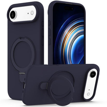 For iPhone Air Liquid Silicone MagSafe Magnetic Phone Case with Ring Holder(Midnight Blue) - iPhone Air Cases by buy2fix | Online Shopping UK | buy2fix