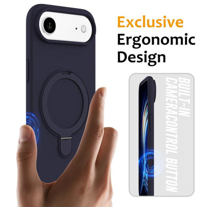 For iPhone Air Liquid Silicone MagSafe Magnetic Phone Case with Ring Holder(Midnight Blue) - iPhone Air Cases by buy2fix | Online Shopping UK | buy2fix
