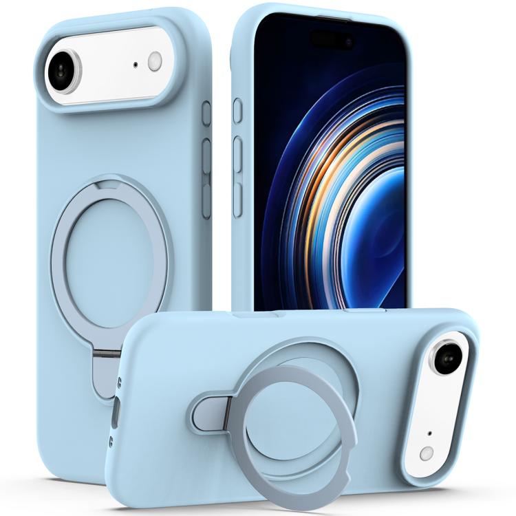 For iPhone Air Liquid Silicone MagSafe Magnetic Phone Case with Ring Holder(Sky Blue) - iPhone Air Cases by buy2fix | Online Shopping UK | buy2fix