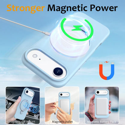 For iPhone Air Liquid Silicone MagSafe Magnetic Phone Case with Ring Holder(Sky Blue) - iPhone Air Cases by buy2fix | Online Shopping UK | buy2fix