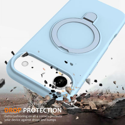For iPhone Air Liquid Silicone MagSafe Magnetic Phone Case with Ring Holder(Sky Blue) - iPhone Air Cases by buy2fix | Online Shopping UK | buy2fix