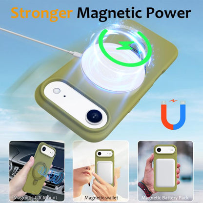 For iPhone Air Liquid Silicone MagSafe Magnetic Phone Case with Ring Holder(Willow Green) - iPhone Air Cases by buy2fix | Online Shopping UK | buy2fix