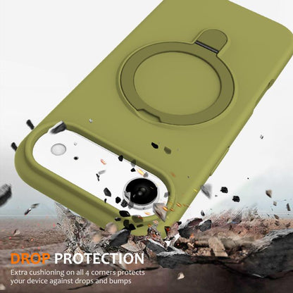 For iPhone Air Liquid Silicone MagSafe Magnetic Phone Case with Ring Holder(Willow Green) - iPhone Air Cases by buy2fix | Online Shopping UK | buy2fix