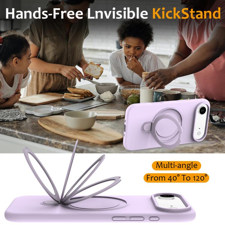 For iPhone Air Liquid Silicone MagSafe Magnetic Phone Case with Ring Holder(Lilac Purple) - iPhone Air Cases by buy2fix | Online Shopping UK | buy2fix